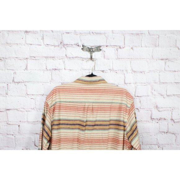 LL Bean Chamois Traditional Fit Stripe Flannel Shirts Orange L Tall - Picture 4 of 11